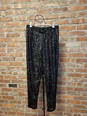 Rachel Zoe Black Sequin Straight Leg Joggers
